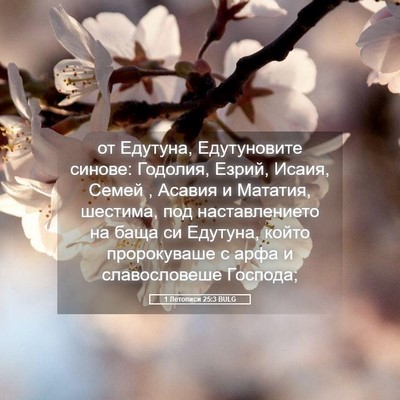 Picture 05 - 1 Летописи 25:3 BULG - от Едутуна, Едутуновите - Bible Verse Picture