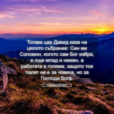 Picture 05 - 1 Летописи 29:1 BULG - Тогава цар Давид каза на - Bible Verse Picture