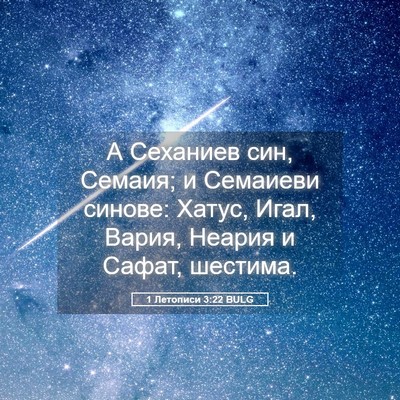 Picture 05 - 1 Летописи 3:22 BULG - А Сеханиев син, Семаия; и - Bible Verse Picture