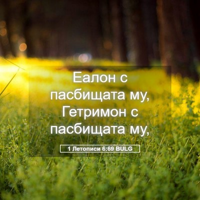 Picture 05 - 1 Летописи 6:69 BULG - Еалон с пасбищата му, - Bible Verse Picture