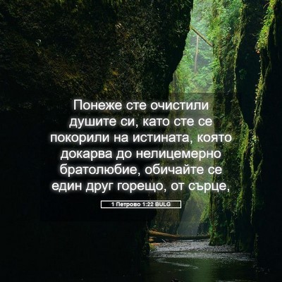 Picture 05 - 1 Петрово 1:22 BULG - Понеже сте очистили душите - Bible Verse Picture