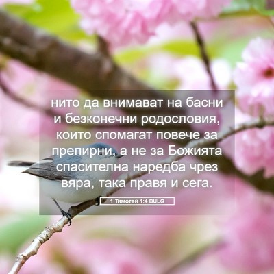 Picture 05 - 1 Тимотей 1:4 BULG - нито да внимават на басни и - Bible Verse Picture