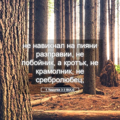 Picture 05 - 1 Тимотей 3:3 BULG - не навикнал на пияни - Bible Verse Picture