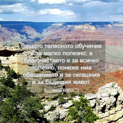 Picture 05 - 1 Тимотей 4:8 BULG - Защото телесното обучение - Bible Verse Picture