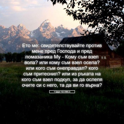 Picture 05 - 1 Царе 12:3 BULG - Ето ме: свидетелствувайте - Bible Verse Picture