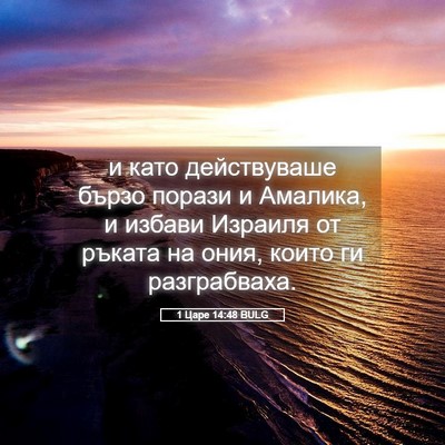 Picture 05 - 1 Царе 14:48 BULG - и като действуваше бързо - Bible Verse Picture