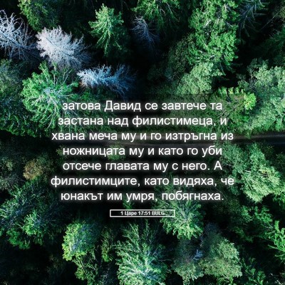 Picture 05 - 1 Царе 17:51 BULG - затова Давид се завтече та - Bible Verse Picture
