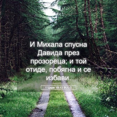 Picture 05 - 1 Царе 19:12 BULG - И Михала спусна Давида - Bible Verse Picture