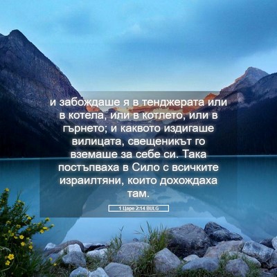 Picture 05 - 1 Царе 2:14 BULG - и забождаше я в тенджерата - Bible Verse Picture