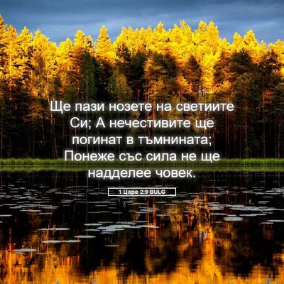Picture 05 - 1 Царе 2:9 BULG - Ще пази нозете на светиите - Bible Verse Picture