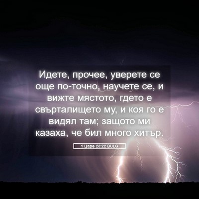 Picture 05 - 1 Царе 23:22 BULG - Идете, прочее, уверете се - Bible Verse Picture