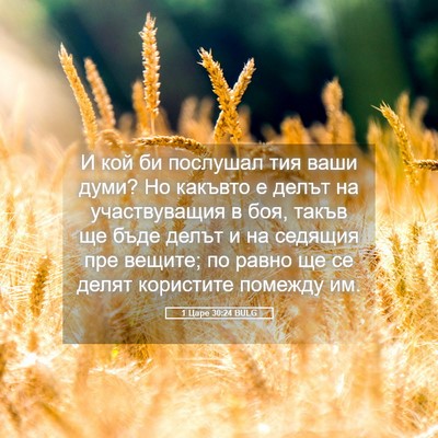 Picture 05 - 1 Царе 30:24 BULG - И кой би послушал тия ваши - Bible Verse Picture