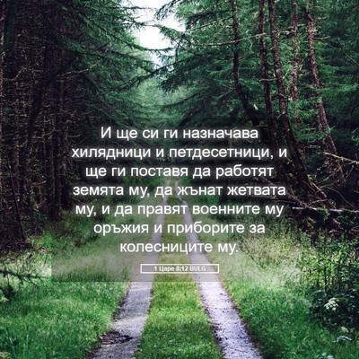 Picture 05 - 1 Царе 8:12 BULG - И ще си ги назначава - Bible Verse Picture