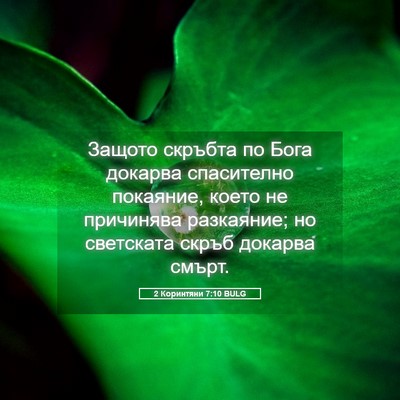 Picture 05 - 2 Коринтяни 7:10 BULG - Защото скръбта по Бога - Bible Verse Picture