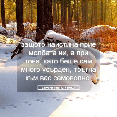 Picture 05 - 2 Коринтяни 8:17 BULG - защото наистина прие - Bible Verse Picture