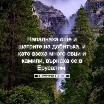 Picture 05 - 2 Летописи 14:15 BULG - Нападнаха още и шатрите на - Bible Verse Picture