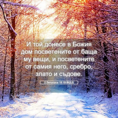 Picture 05 - 2 Летописи 15:18 BULG - И той донесе в Божия дом - Bible Verse Picture