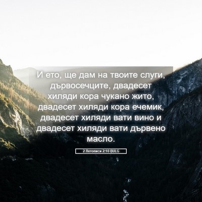 Picture 05 - 2 Летописи 2:10 BULG - И ето, ще дам на твоите - Bible Verse Picture