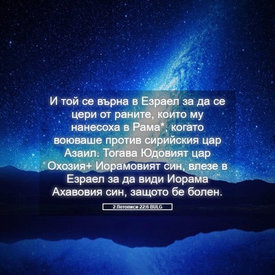 Picture 05 - 2 Летописи 22:6 BULG - И той се върна в Езраел за - Bible Verse Picture