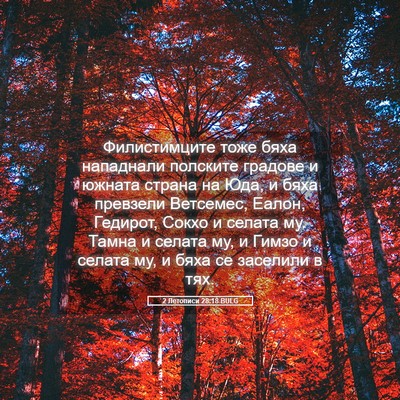 Picture 05 - 2 Летописи 28:18 BULG - Филистимците тоже бяха - Bible Verse Picture