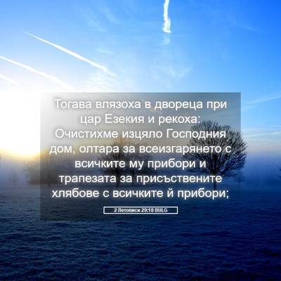 Picture 05 - 2 Летописи 29:18 BULG - Тогава влязоха в двореца - Bible Verse Picture
