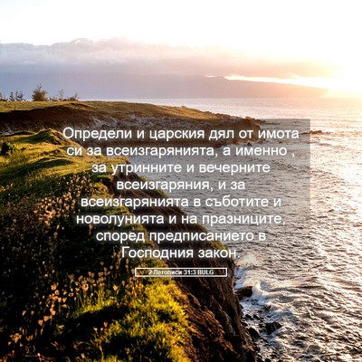 Picture 05 - 2 Летописи 31:3 BULG - Определи и царския дял от - Bible Verse Picture