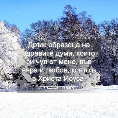 Picture 05 - 2 Тимотей 1:13 BULG - Дръж образеца на здравите - Bible Verse Picture