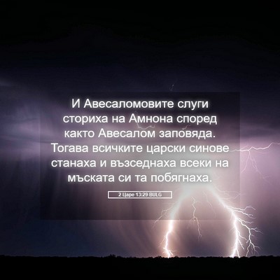 Picture 05 - 2 Царе 13:29 BULG - И Авесаломовите слуги - Bible Verse Picture