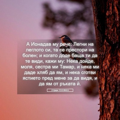 Picture 05 - 2 Царе 13:5 BULG - А Ионадав му рече: Легни на - Bible Verse Picture