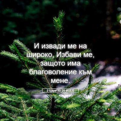 Picture 05 - 2 Царе 22:20 BULG - И извади ме на широко, - Bible Verse Picture