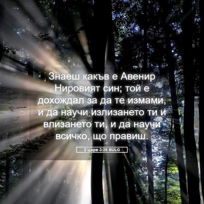 Picture 05 - 2 Царе 3:25 BULG - Знаеш какъв е Авенир - Bible Verse Picture