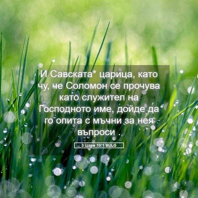 Picture 05 - 3 Царе 10:1 BULG - И Савската* царица, като чу, - Bible Verse Picture