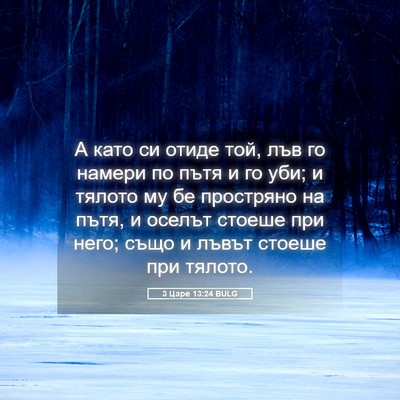 Picture 05 - 3 Царе 13:24 BULG - А като си отиде той, лъв го - Bible Verse Picture