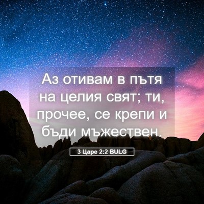 Picture 05 - 3 Царе 2:2 BULG - Аз отивам в пътя на целия - Bible Verse Picture