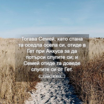 Picture 05 - 3 Царе 2:40 BULG - Тогава Семей, като стана та - Bible Verse Picture