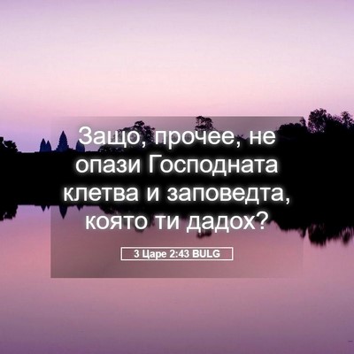 Picture 05 - 3 Царе 2:43 BULG - Защо, прочее, не опази - Bible Verse Picture