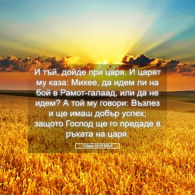 Picture 05 - 3 Царе 22:15 BULG - И тъй, дойде при царя. И - Bible Verse Picture