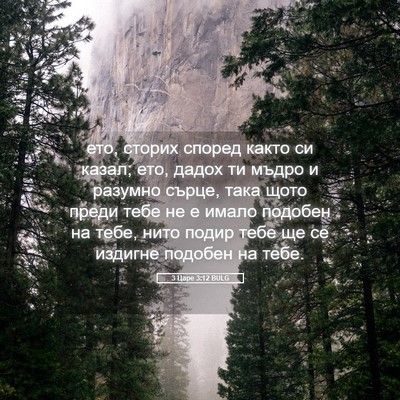 Picture 05 - 3 Царе 3:12 BULG - ето, сторих според както си - Bible Verse Picture