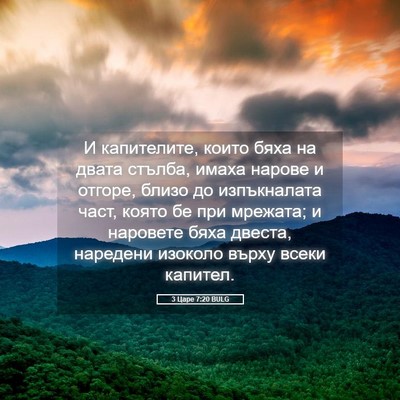 Picture 05 - 3 Царе 7:20 BULG - И капителите, които бяха на - Bible Verse Picture