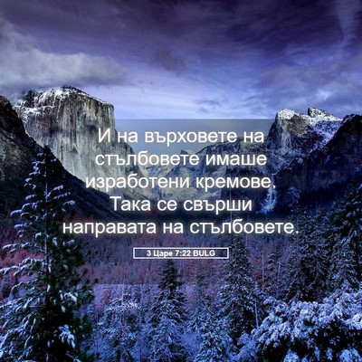 Picture 05 - 3 Царе 7:22 BULG - И на върховете на - Bible Verse Picture