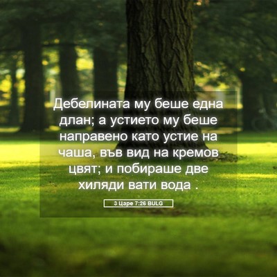 Picture 05 - 3 Царе 7:26 BULG - Дебелината му беше една - Bible Verse Picture