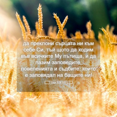 Picture 05 - 3 Царе 8:58 BULG - да преклони сърцата ни към - Bible Verse Picture