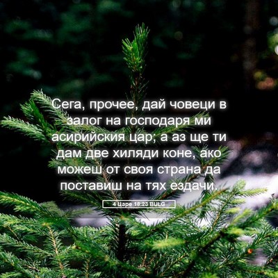 Picture 05 - 4 Царе 18:23 BULG - Сега, прочее, дай човеци в - Bible Verse Picture
