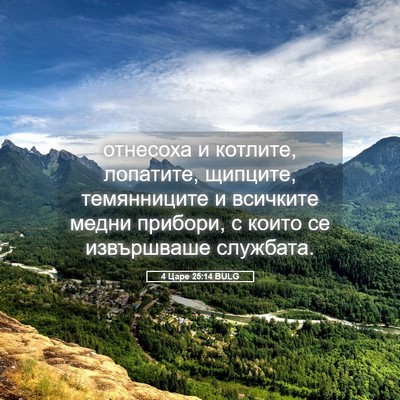 Picture 05 - 4 Царе 25:14 BULG - отнесоха и котлите, - Bible Verse Picture