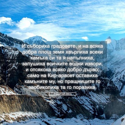 Picture 05 - 4 Царе 3:25 BULG - И събориха градовете, и на - Bible Verse Picture