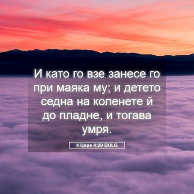 Picture 05 - 4 Царе 4:20 BULG - И като го взе занесе го при - Bible Verse Picture