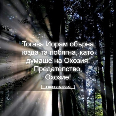 Picture 05 - 4 Царе 9:23 BULG - Тогава Иорам обърна юзда - Bible Verse Picture