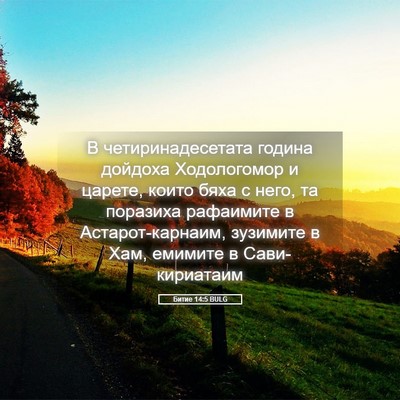 Picture 05 - Битие 14:5 BULG - В четиринадесетата година - Bible Verse Picture