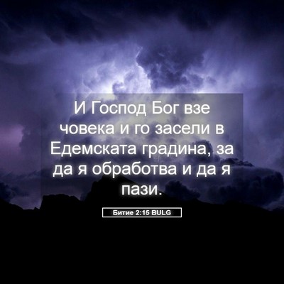 Picture 05 - Битие 2:15 BULG - И Господ Бог взе човека и - Bible Verse Picture