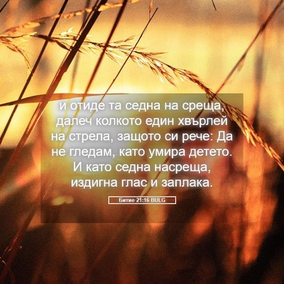 Picture 05 - Битие 21:16 BULG - и отиде та седна на среща, - Bible Verse Picture